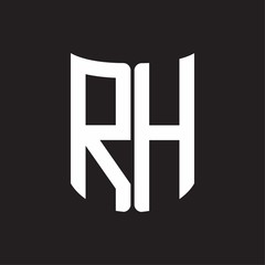 RH Logo monogram with ribbon style design template on black background