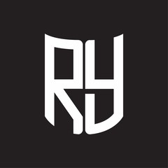 RY Logo monogram with ribbon style design template on black background