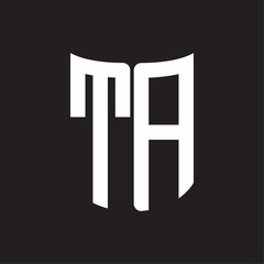 TA Logo monogram with ribbon style design template on black background