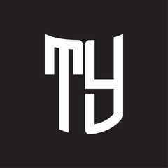 TY Logo monogram with ribbon style design template on black background