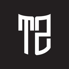 TZ Logo monogram with ribbon style design template on black background