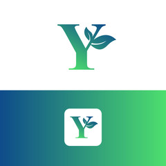 letter Y and leaf logo vector, Eco Logo Design. Letter Y Vector	
