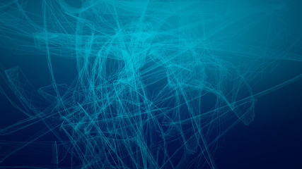 High tech blue wave dark background. Abstract technology big data digital background. 3d rendering.