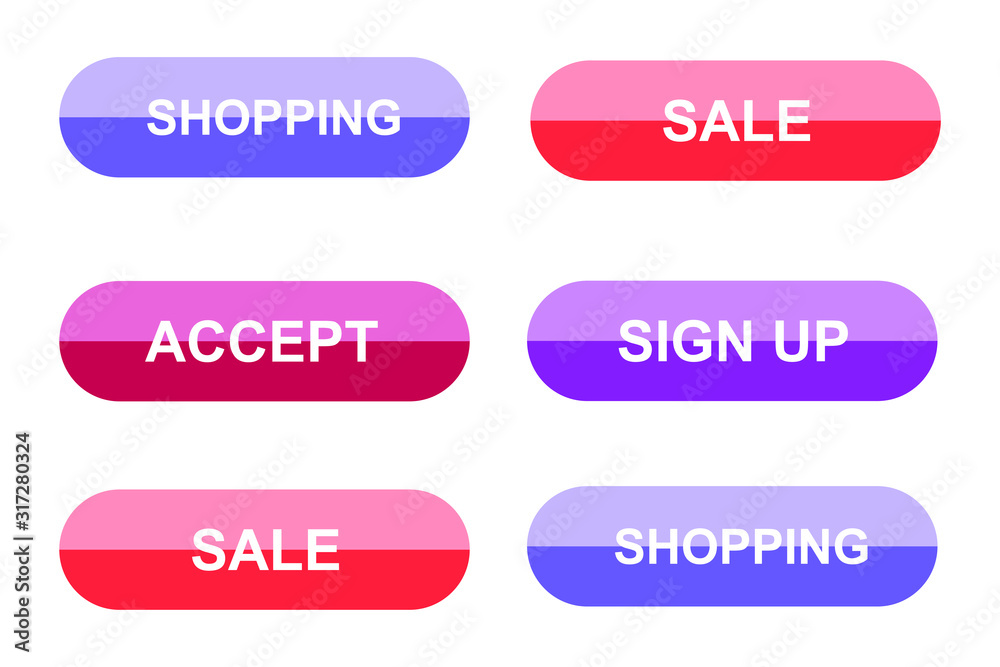 Aufkleber Set of modern material style buttons for website, mobile app and infographic template Different gradient colors illustration graphic and web design.