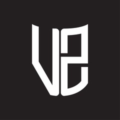VZ Logo monogram with ribbon style design template on black background