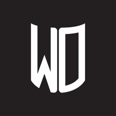 WD Logo monogram with ribbon style design template on black background