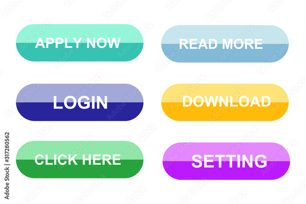 Poster Set of modern material style buttons for website, mobile app and infographic template Different gradient colors illustration graphic and web design.