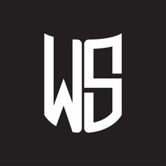WS Logo monogram with ribbon style design template on black background