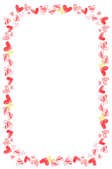Fototapeta na wymiar Vector background frame with place for text, for design cards, banner, greetings, Happy Valentine's Day, Frame decorated with hearts in grunge style. Frame made by seamless pattern brush.
