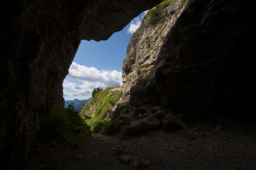 Mountain, landscape of north east Italy. Valleys of Pasubio. The 52 galleries.