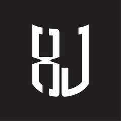 XJ Logo monogram with ribbon style design template on black background