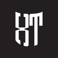 XT Logo monogram with ribbon style design template on black background