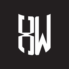 XW Logo monogram with ribbon style design template on black background