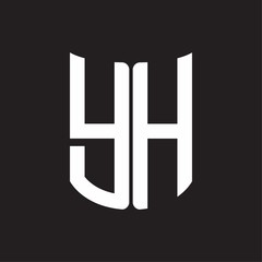 YH Logo monogram with ribbon style design template on black background
