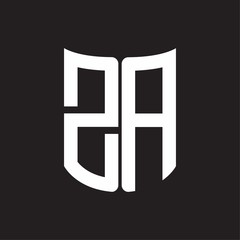 ZA Logo monogram with ribbon style design template on black background