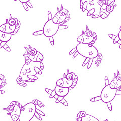 cute seamless vector pattern background illustration with unicorns and stars