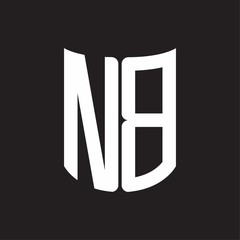 NB Logo monogram with ribbon style design template on black background
