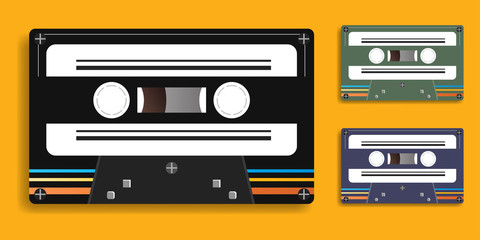 Old recorded audio cassette. vector illustration element.