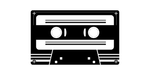 Old recorded audio cassette. vector illustration element.