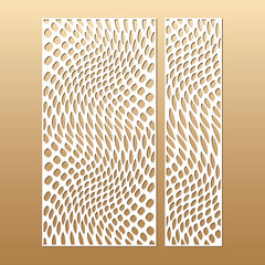 Laser cut vector panels (ratio 1:2, 1:4). Cutout silhouette curved snake skin (like optical effect). The set is suitable for engraving, laser cutting wood, metal.