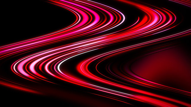 Future tech. Magic bright blur moving fast red wave line. Light effect stripes on background. © Victor