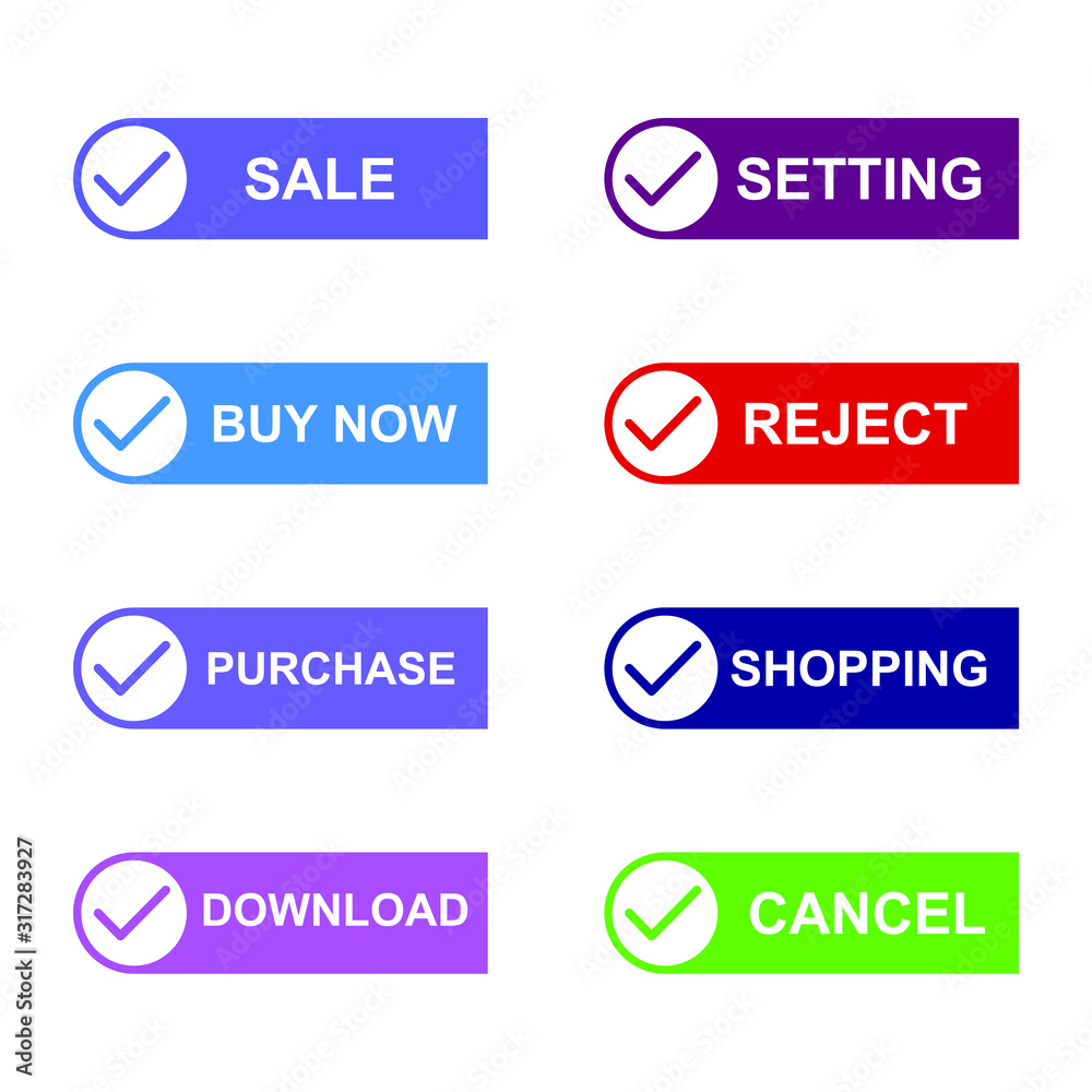 Poster Set of modern material style buttons for website, mobile app and infographic template Different gradient colors illustration graphic and web design.