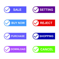 Set of modern material style buttons for website, mobile app and infographic template Different gradient colors illustration graphic and web design.