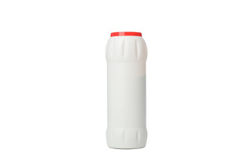 Bottle with detergent powder isolated on white background