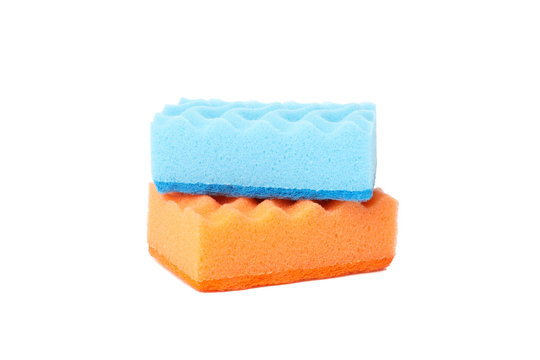 Sponges for washing dishes isolated on white background