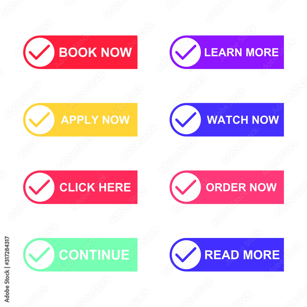 Aufkleber Set of modern material style buttons for website, mobile app and infographic template Different gradient colors illustration graphic and web design.