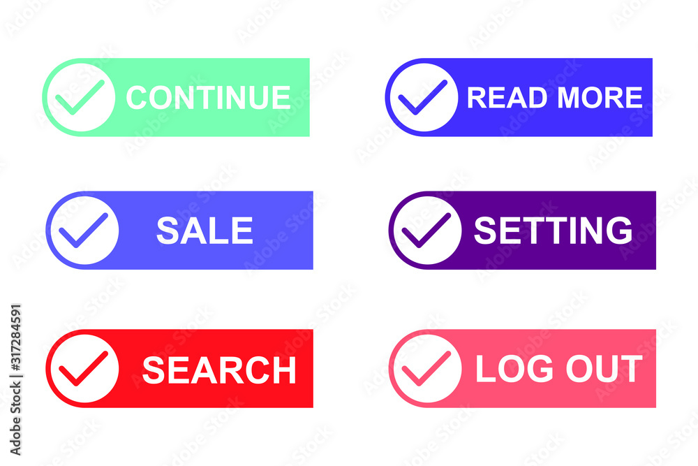 Fototapete Set of modern material style buttons for website, mobile app and infographic template Different gradient colors illustration graphic and web design.
