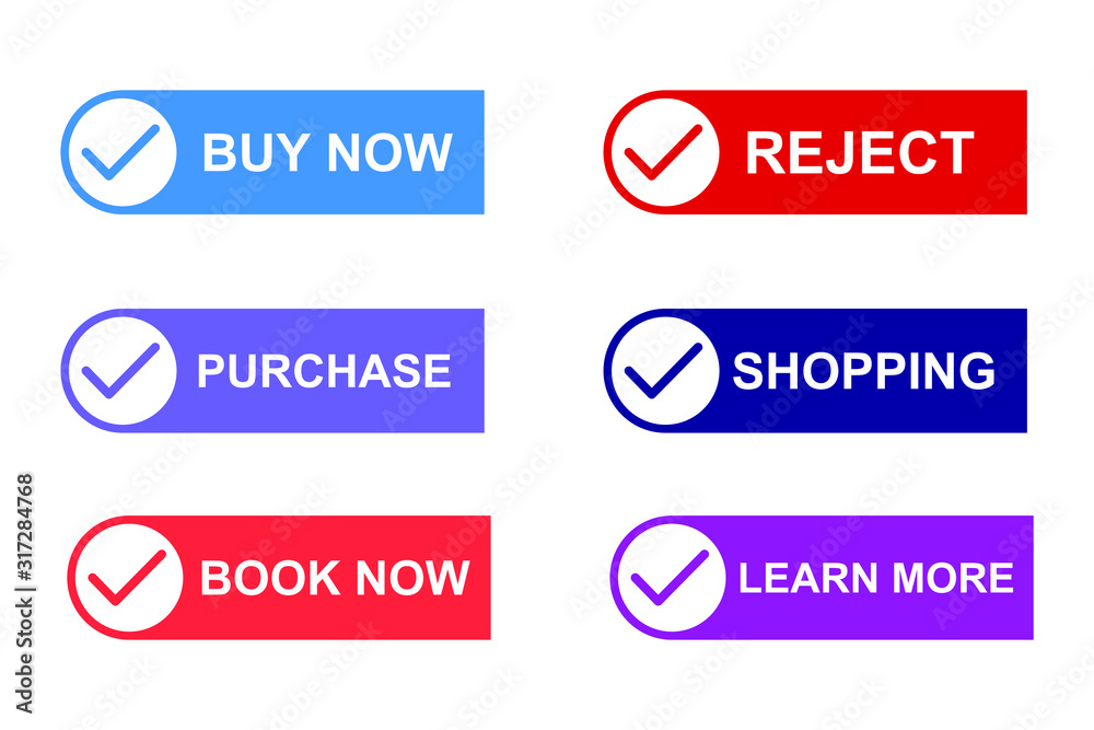 Poster Set of modern material style buttons for website, mobile app and infographic template Different gradient colors illustration graphic and web design.
