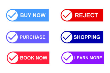 Set of modern material style buttons for website, mobile app and infographic template Different gradient colors illustration graphic and web design.