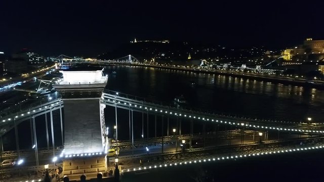 Budapest Night Drone Footage High Quality 