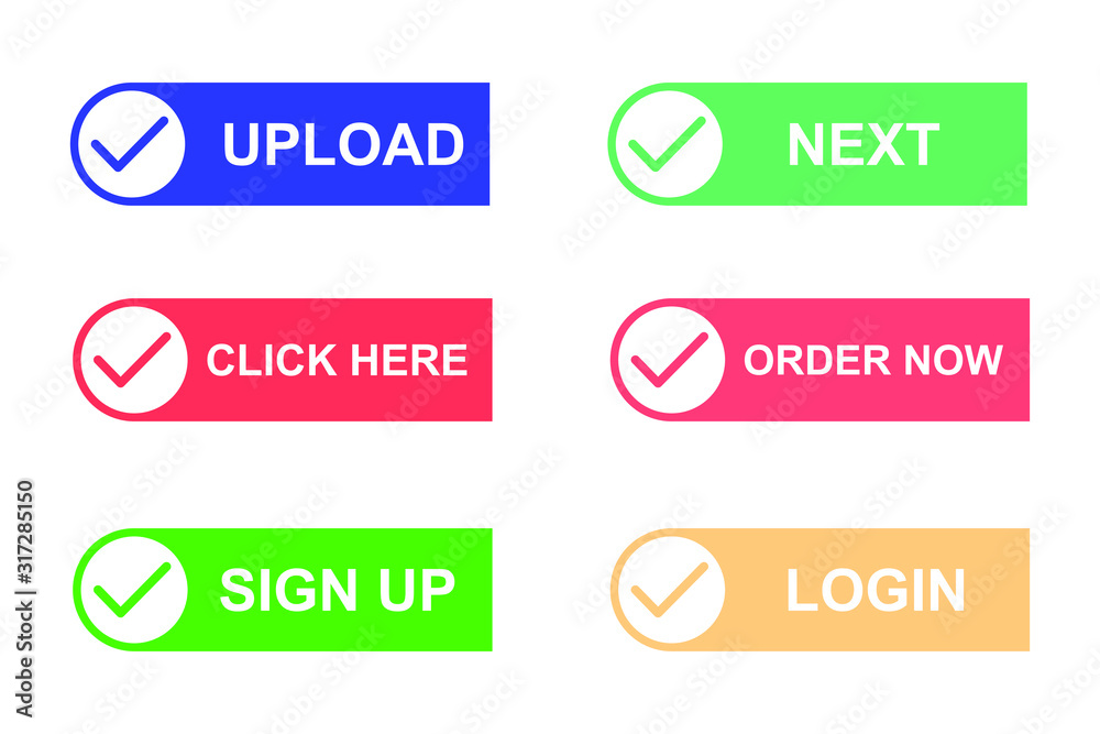 Aufkleber Set of modern material style buttons for website, mobile app and infographic template Different gradient colors illustration graphic and web design.