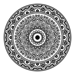 Black and white mandala for coloring page