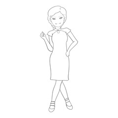 vector illustration of chinese lady line art