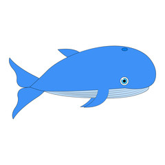 Blue whale. Vector illustration whale. Cartoon vector. isolated on white. background blue whale.