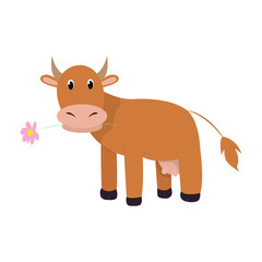 Cow Cartoon style. Vector illustration Colorful and funny composition.