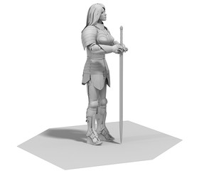 Obraz premium warrior woman character, 3D rendering, illustration