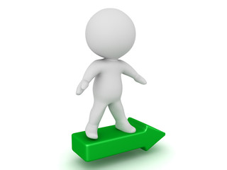3D Character riding on green arrow