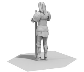 warrior woman character, 3D rendering, illustration