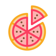 Sliced Pizza Icon Vector. Outline Sliced Pizza Sign. Isolated Contour Symbol Illustration