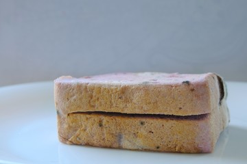 Moldy bread. Fungi on bread