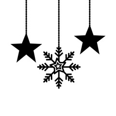 snowflake wit stars christmas hanging isolated icon