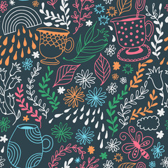 Seamless floral pattern, vector flower background