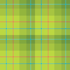 Seamless pattern in lime green, blue and red colors for plaid, fabric, textile, clothes, tablecloth and other things. Vector image.