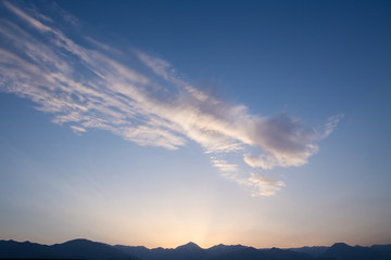 夕暮れの空のパノラマ