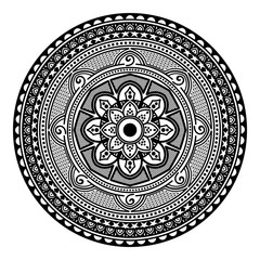 Mandala decorative round ornament. Can be used for greeting card, phone case print, etc. Hand drawn background
