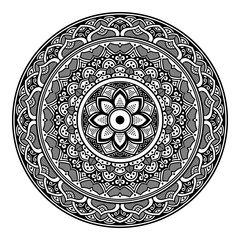 Mandala decorative round ornament. Can be used for greeting card, phone case print, etc. Hand drawn background